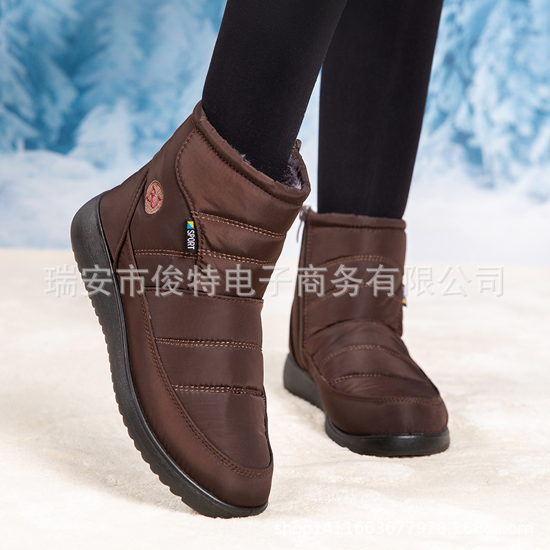 Saizialong nuevos zapatos acolchados de algodón casual de tacón bajo de invierno coreano botas de nieve cortas Tallas grandes zapatos mamá comercio exterior