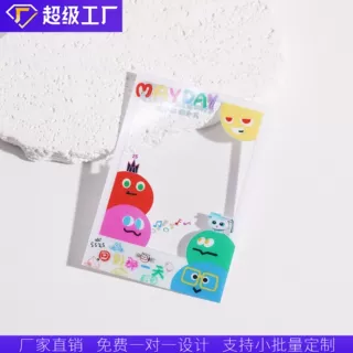 【跨境】定制防水pvc塑料片透明小卡异形不干胶物料吊牌定做背胶