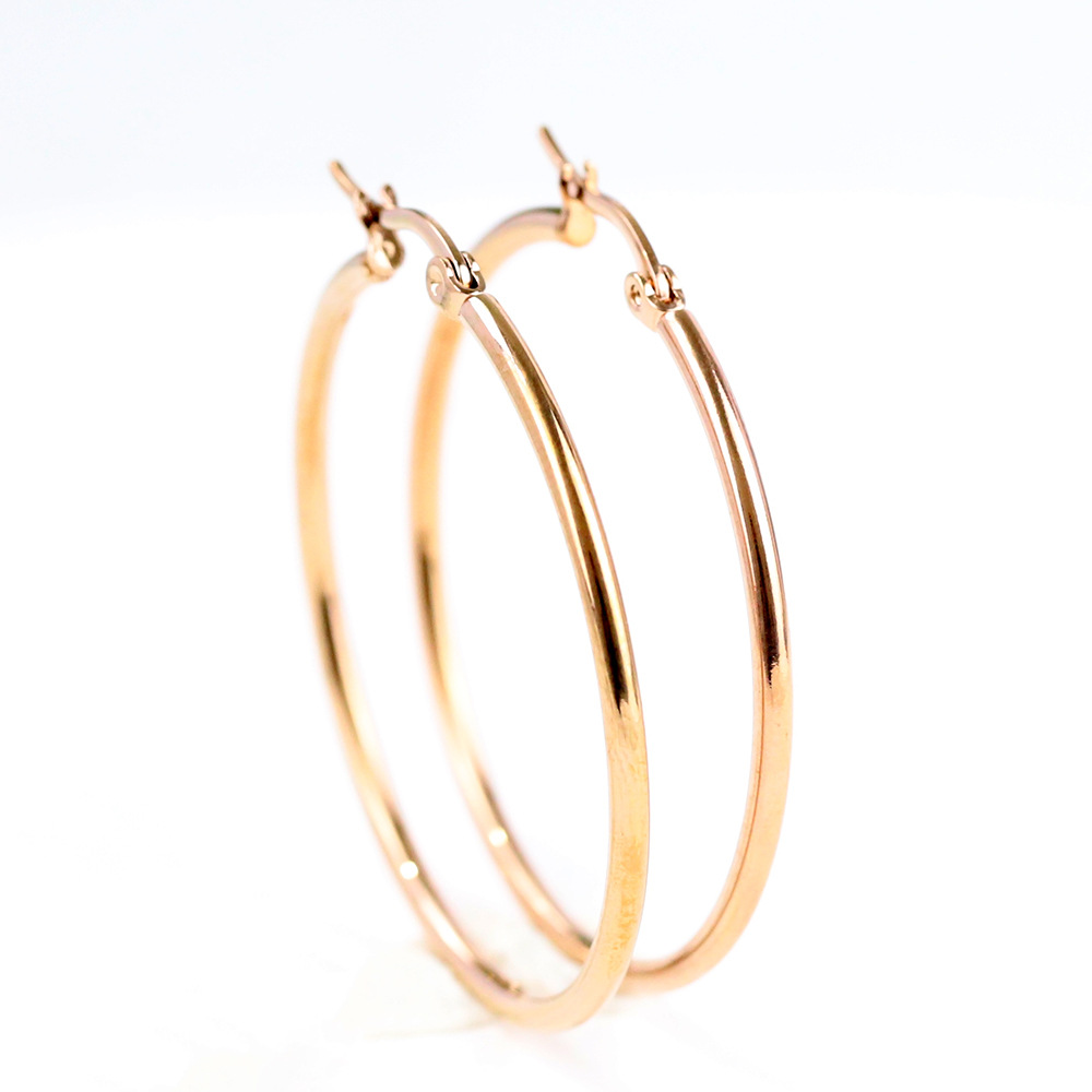 1 Pair Quantity Shopping Occasion Simple Style Round Titanium Steel Plating Earrings 1 Pair