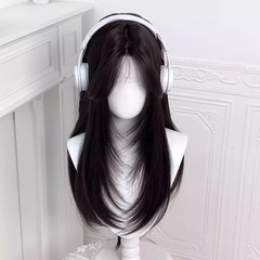 【青春女高】假发高层次中分长直发黑茶色Lolita日系学生jk全头套