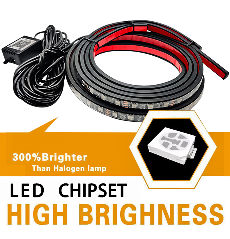 Car Chassis Light Decoration, Colorful Voice-Controlled Atmosphere Light, High-Brightness Modified Car Bottom Light, Waterproof Flash Led Streamer Light