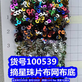 100539#摘星珠片布网布底、超软网布珠片布亮片布