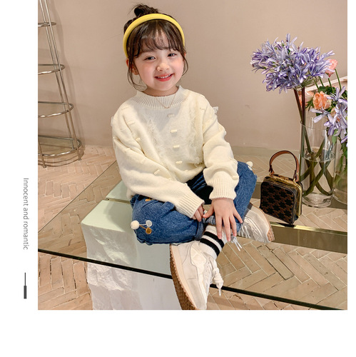Children's clothing, girls' jeans, spring, summer and autumn new style, medium and large children's casual and versatile long pants for girls, babies and children