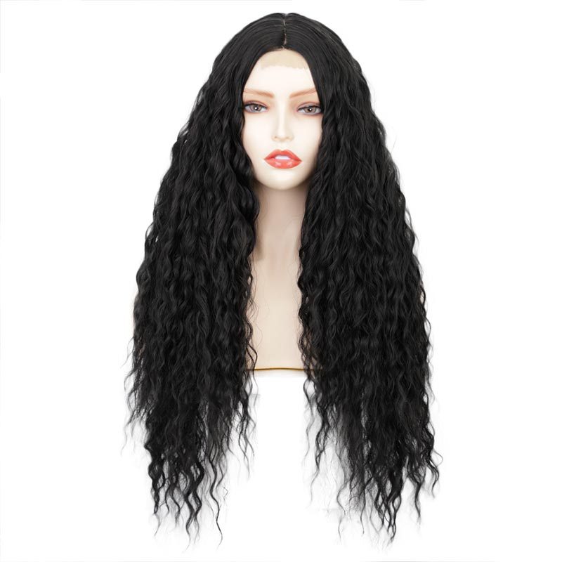 European and American ladies wigs long curly hair lace wig small volume headgear wigpicture3