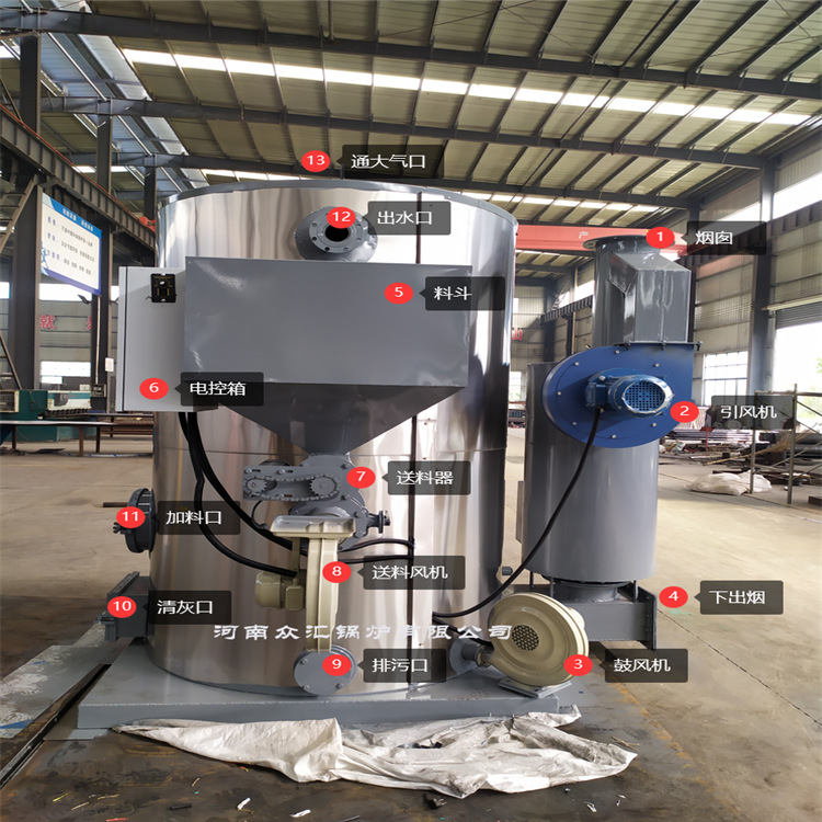 1.5吨多回程下出烟生物质颗粒燃煤两用蒸汽锅炉 蒸汽发生器