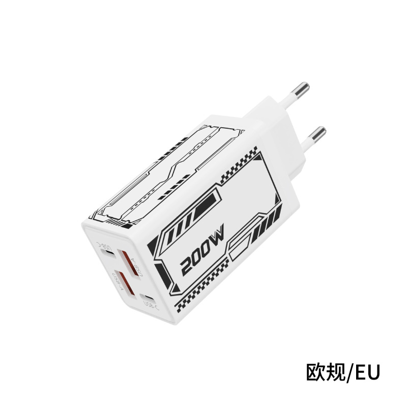 跨境130W多口充电器2USB+2PD机甲插头适用苹果华为美规欧规充电器|undefined