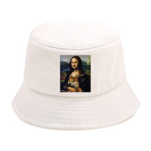 Mona Lisa And Dog Print Bucket Cap Цɯ̫ñOñ