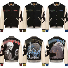 25ss跨境外贸美潮高街复古骷髅刺绣嘻哈街头宽松夹棉棒球服男女款