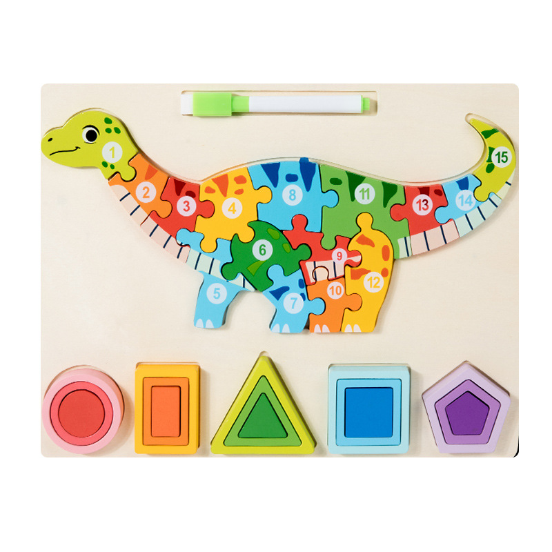 Nuevos productos de forma geométrica puzzle animal digital tridimensional puzzle tablero de dibujo de la educación temprana puzzle forma emparejada bloques de construcción