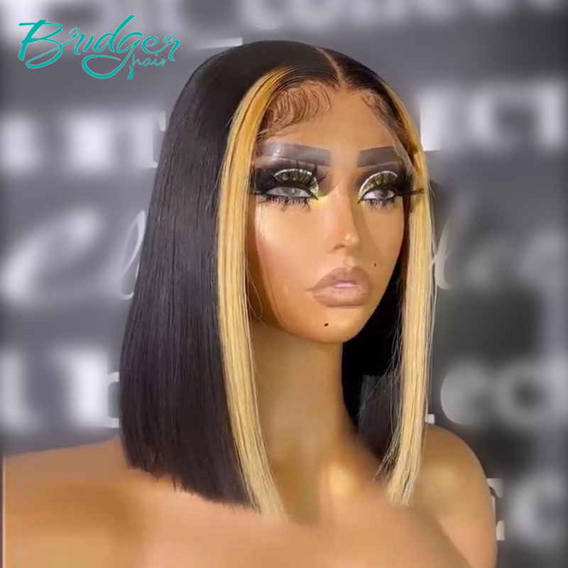 Highlight bruine bob echt haar pruik voor dames_voghion.com