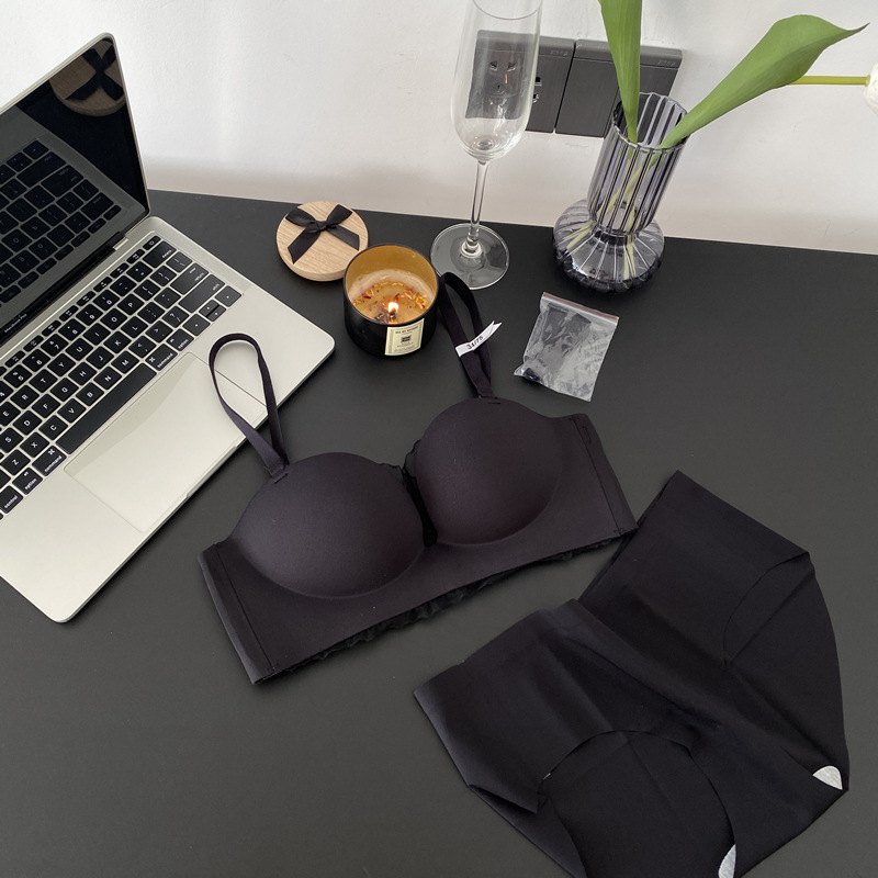 8269 ropa interior sin tirantes brillante sin costuras pequeño pecho push up ronda grande engrosada soporte superior sujetador ajustable