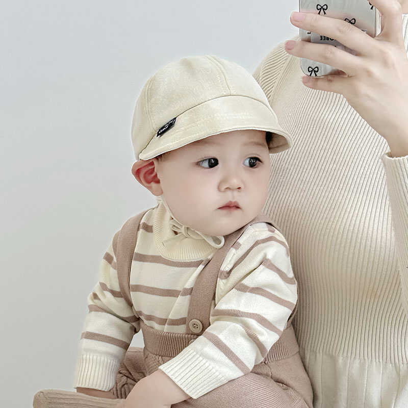 Primavera y otoño nuevo sombrero para bebés coreano de 8 - 24 meses pequeño sombrero de sol para bebés, niñas y niños pequeños, moda de gorra de pelusa