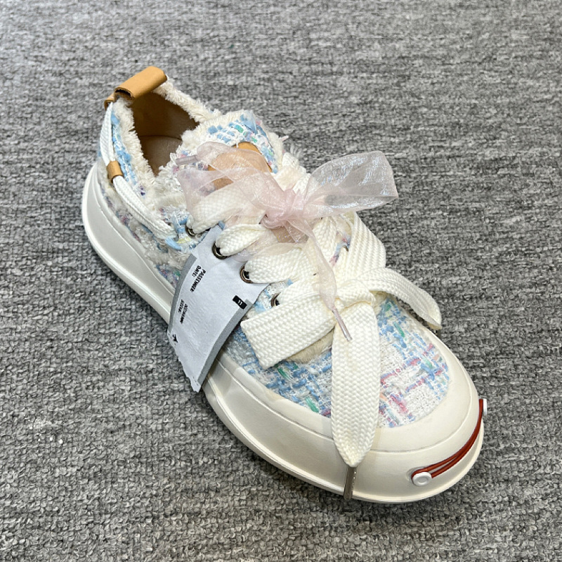 开口笑2.0大头帆布鞋女 牛仔蓝蝴蝶结情侣增高休闲板鞋男笑脸鞋潮|undefined