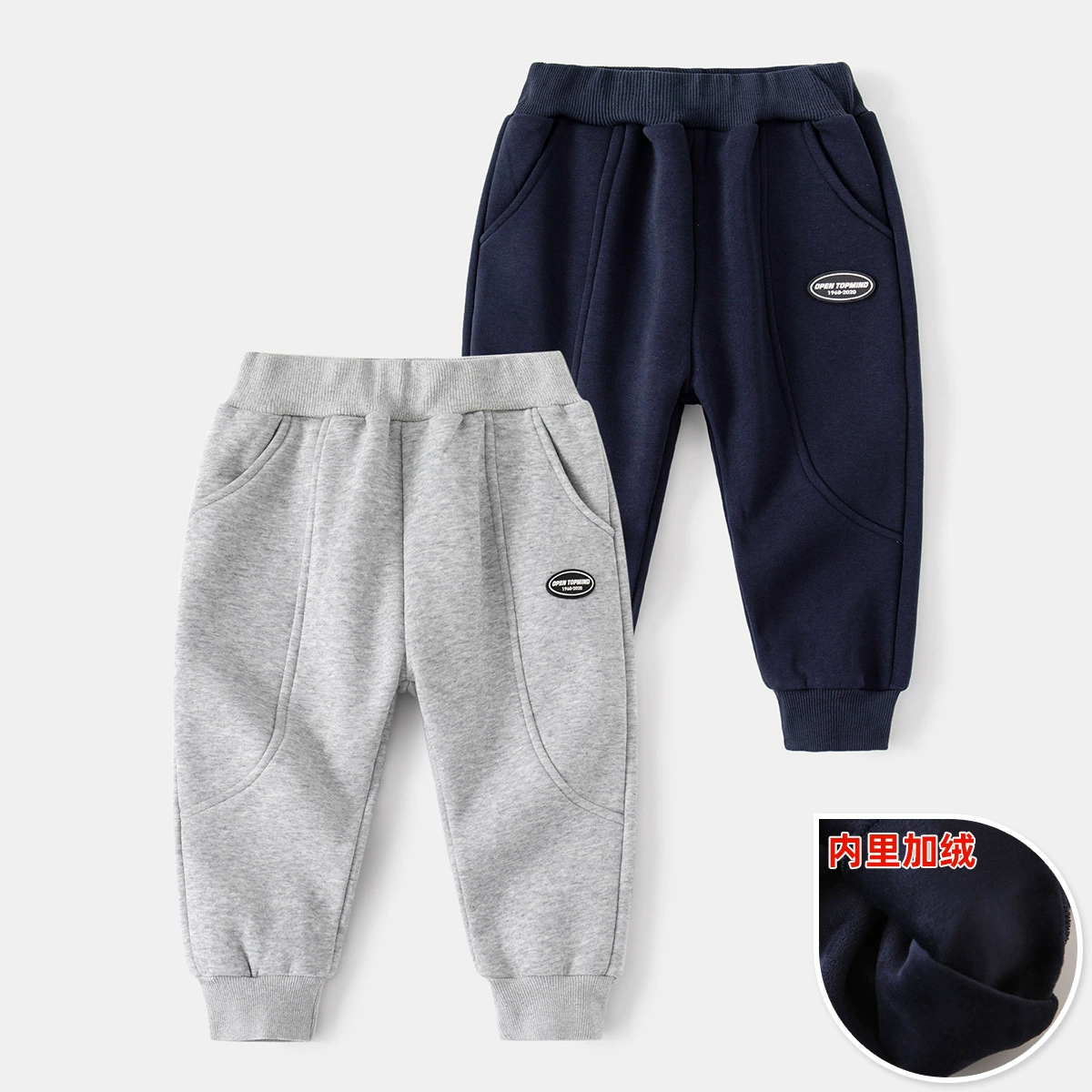 Модные повседневные брюки с завязкой на талии, осенние и зимние бархатные спортивные штаны для мальчиков, модные уличные свободные спортивные штаны