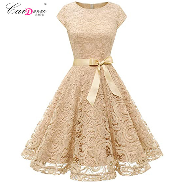 Elegant retro lace long skirt with a round collar