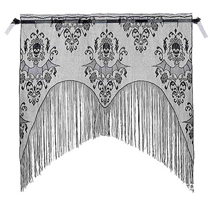 Halloween Tassel Skull Bat Curtain Black Lace Ghost Festival Halloween Door Curtain Home Room Decoration Hanging Cloth