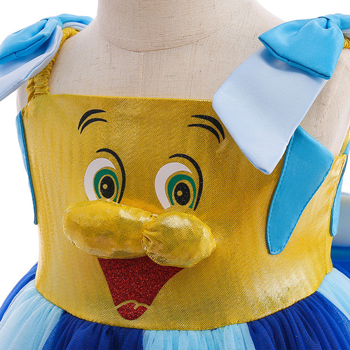 New European and American Girls' Mesh Tutu Dress with SpongeBob SquarePants Cosplay Performance Gown—Stylish 3D-Designed Kids' Skirt