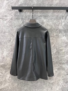 Niche New Single-breasted Three-dimensional LOGO Embroidered Pocket Eco-friendly Leather Shirt Jacket Fashionable Handsome