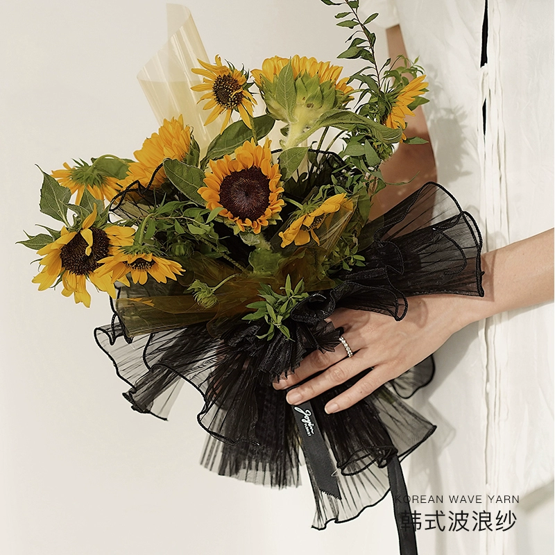 Корейская волнистая пряжа Волнистая пряжа Волнистая пряжа Цветочный букет Упаковка сетчатая пряжа Цветочная бумага Материал Розовая пряжа