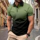 Cross-border Foreign Trade Explosions Men's Short-sleeved Zipper Polo Shirt Interface Color 3D Printing Business Fashion Casual Shirt