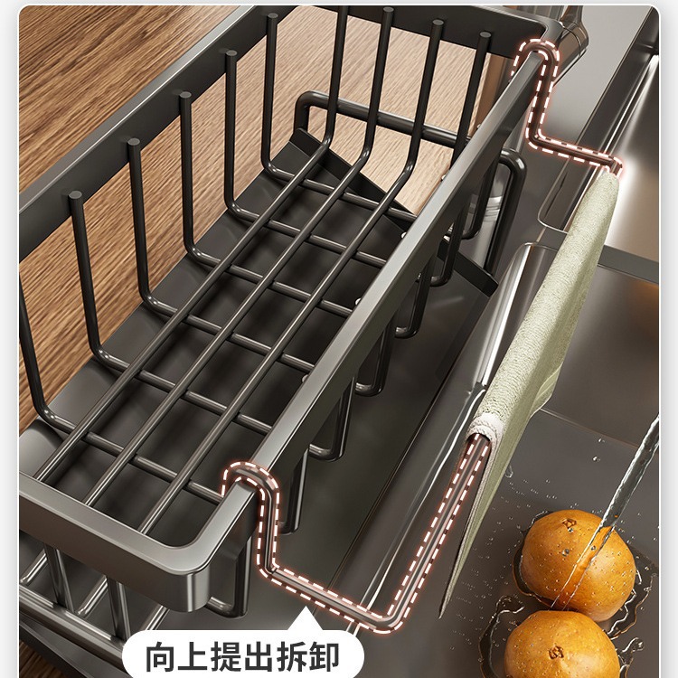 Estante de fregadero de cocina Estante de drenaje de trapo Grifo de agua Estante de almacenamiento de bolas de alambre de detergente multifuncional junto a la piscina