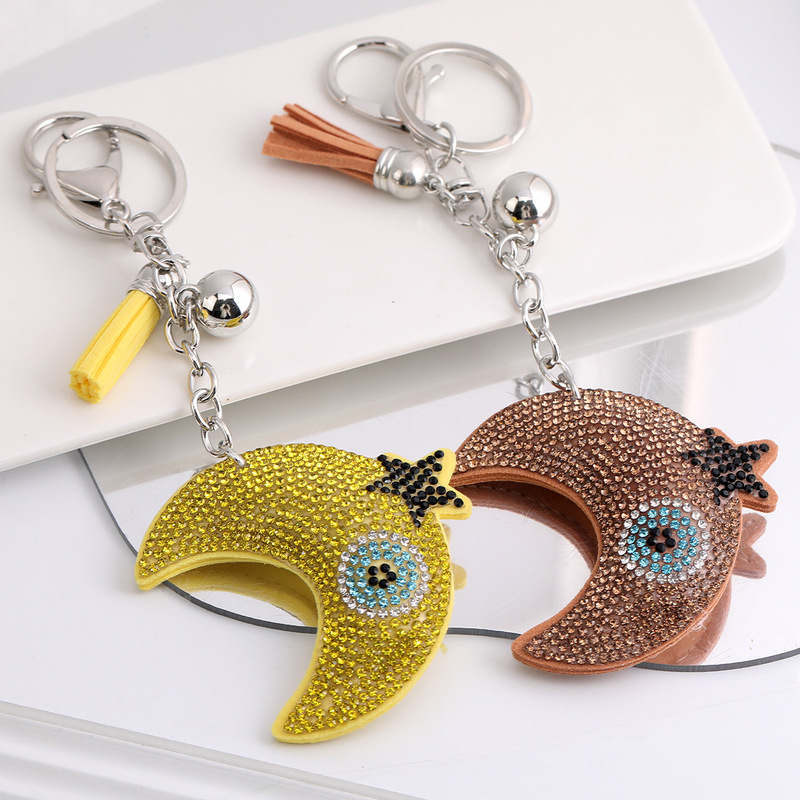 Cross-Border Devil's Eye Rhinestone Keychain Tassel Bag Pendant Blue Famaati Evil Eye Pendant