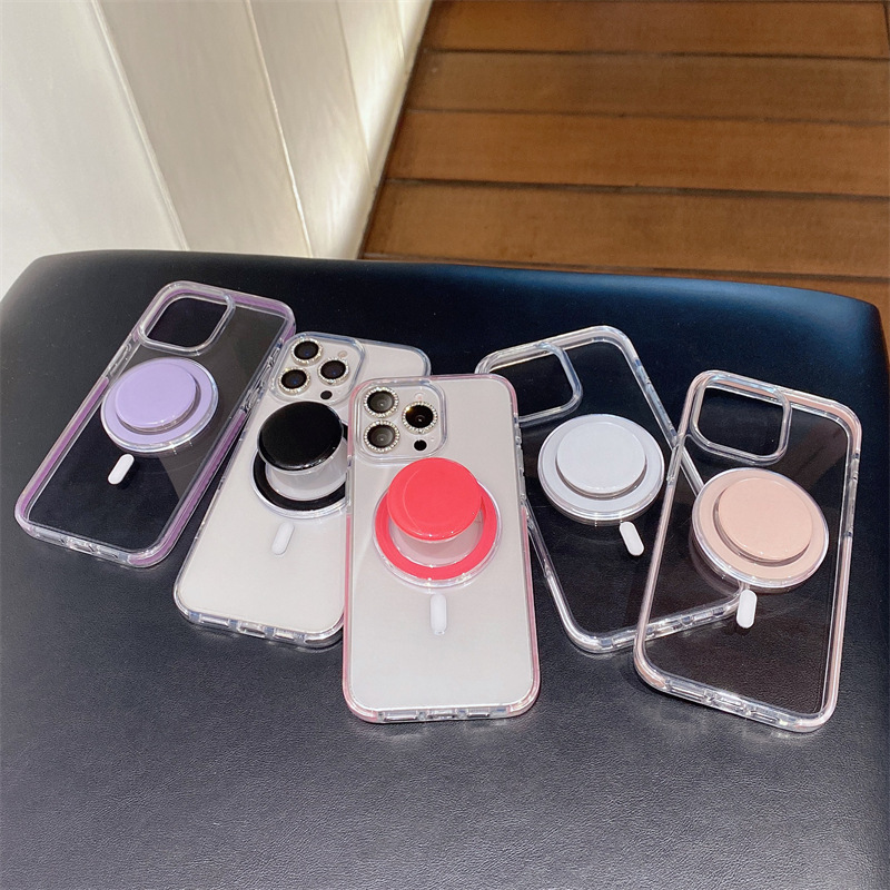 Funda de teléfono magnética transparente de color para Apple 16ProMax simple 15Pro pareja 14/13 nuevo 15PM