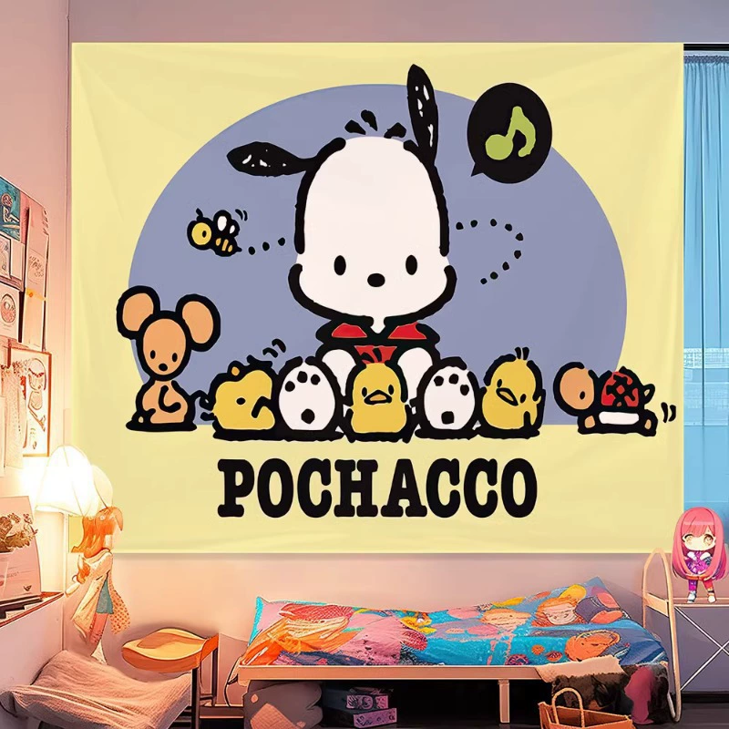 Sanrio INS фоновая ткань с милой мелайи, подвесная ткань Cuolomi, девичье сердечко, коричный узор, настенный гобелен для общежития
