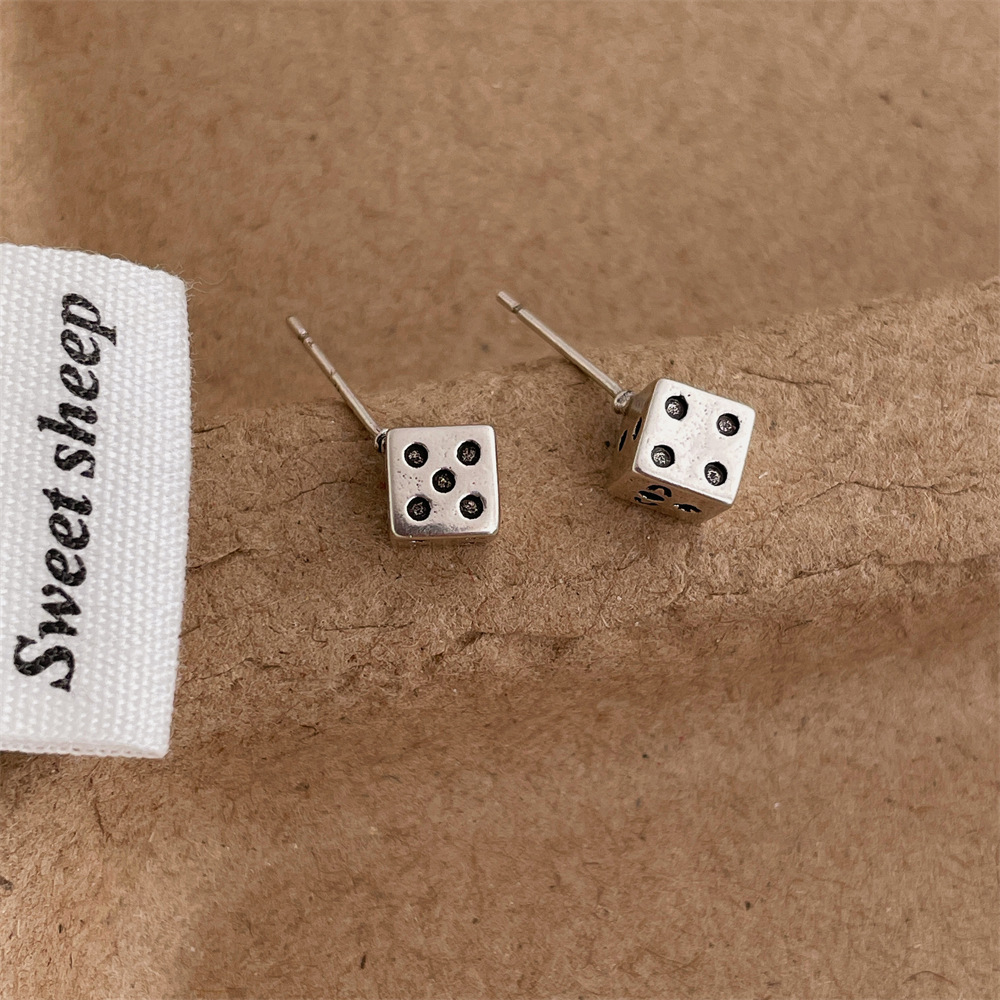5g Weight 925 Sterling Silver Ear Needle Material Ear Studs Classification 1 Pair Quantity Daily Occasion Copper Material Geometric, Dice Pattern All Seasons Season Women's Gender Polished Finish IG Style, Basic, Simple Style Style 1 Pair IG Style Basic Simple Style Geometric Dice Copper Ear Studs 12