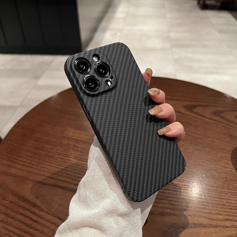 iPhone17携帯電話ケースに最適、超薄型カーボンファイバーパターンケーブラフルカバーApple 16ProMax落下防止ハードケース|undefined