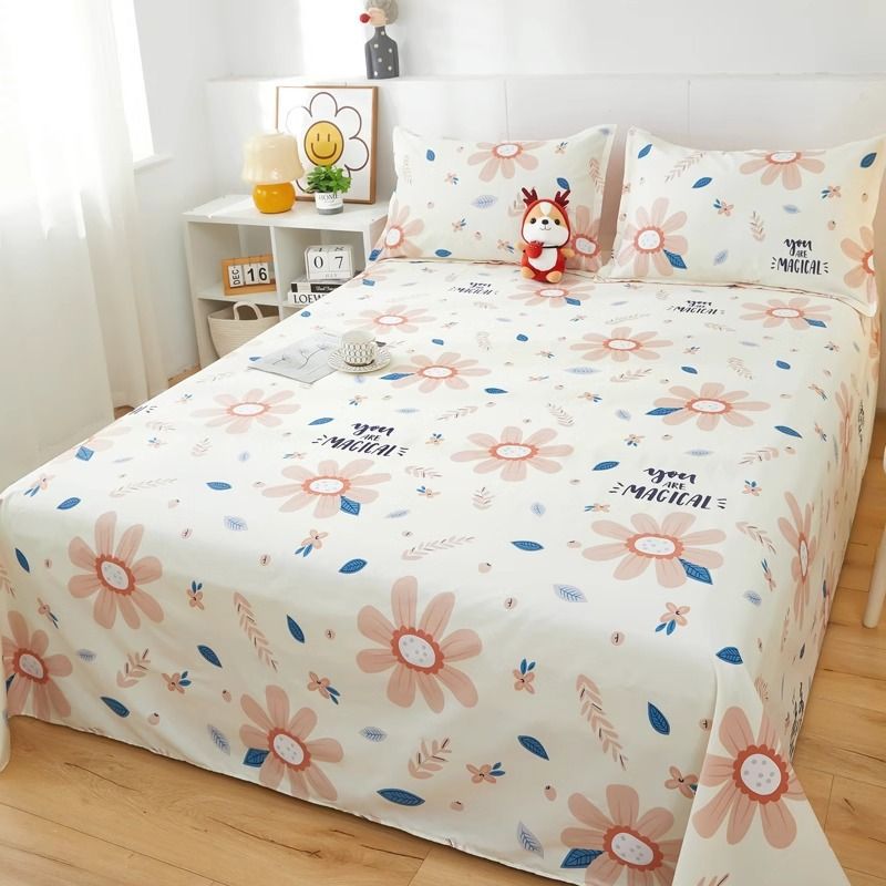 Sábanas de algodón de una sola pieza de tela de algodón dormitorio de estudiantes cama individual funda de almohada individual dormitorio fresco pequeño estilo ins