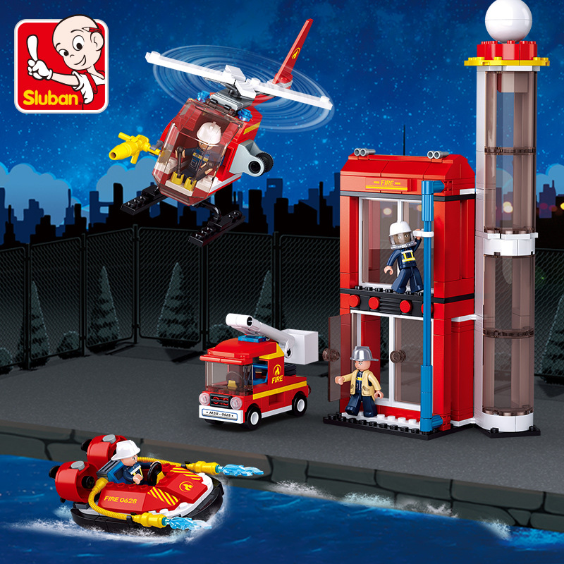 Little Luban 0628 Fire Hero Fire Training Building Children's Educational Boy Assembling Model Building Block Toy