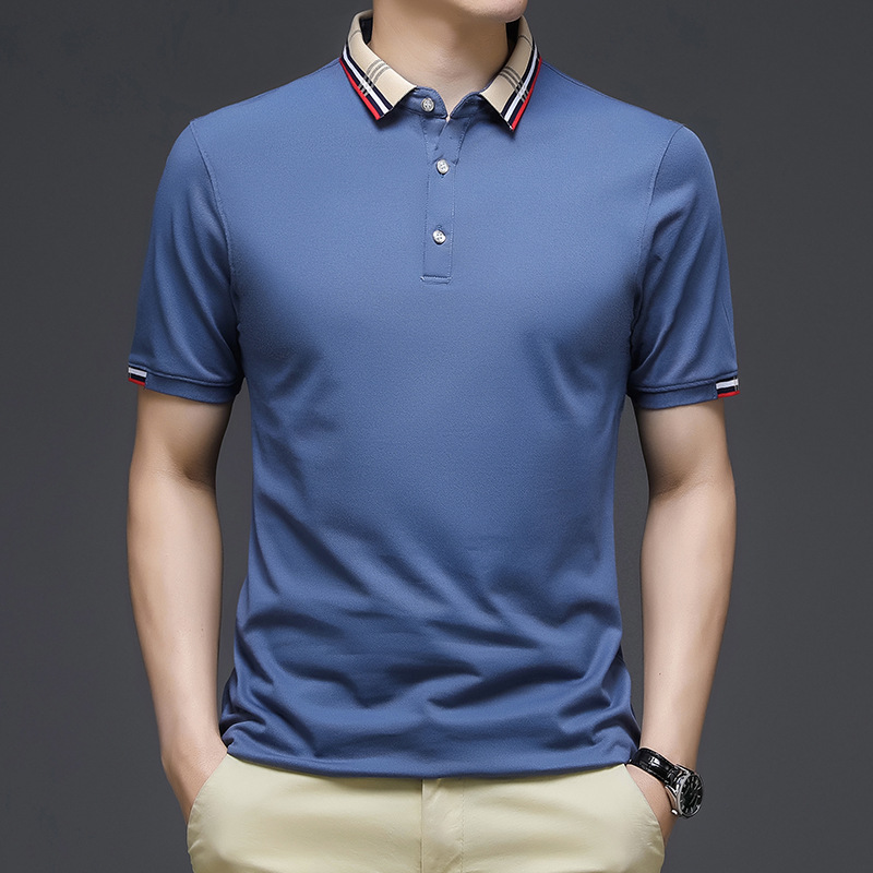 Men's summer 2021 new solid color polo s...