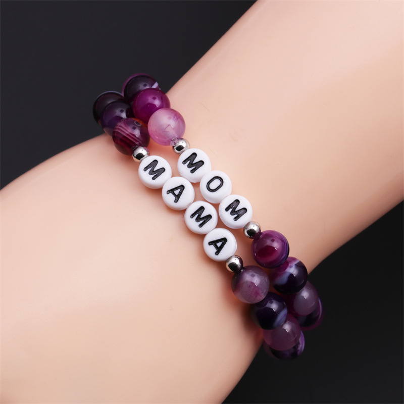 Fashion purple line agate beaded bracelet MOM motheru0027s day