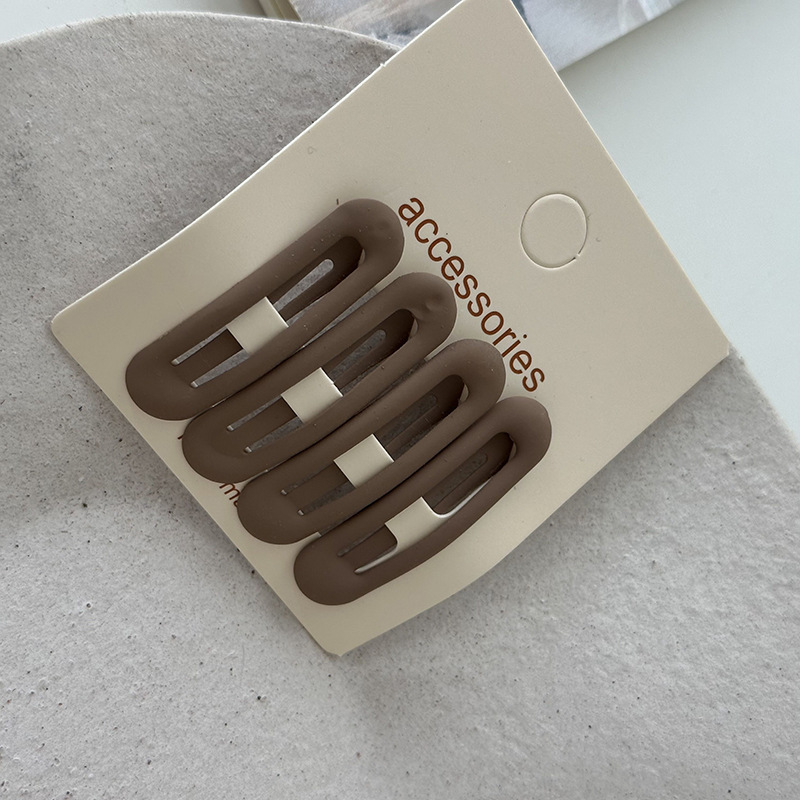 Cremefarbene Ovale Haarspangen Set 4 Tlg Matte Pony Haarclips_voghion.com