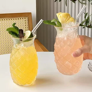 浮雕菠萝造型玻璃杯夏季果汁冷饮杯家用创意高硼硅玻璃可爱菠萝杯