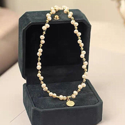 滿天星天然淡水珍珠項鏈夏輕奢小衆人像吊墜手鏈氣質2022年鎖骨鏈