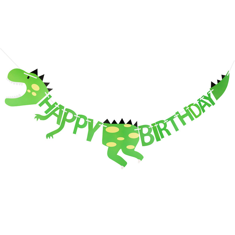 越境新型恐竜誕生日アルファベット拉旗ins子供歳誕生日パーティーの背景に旗の横断幕を並べます。|undefined