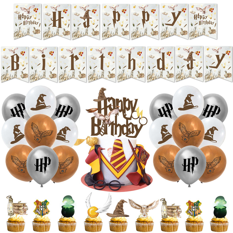 Cross-Border Harry Potter Themed Birthday Party Tableware Paper Plates Paper Cups Paper Napkins Tablecloth Flag Cake Decorations Cross-Border Harry Potter Themed Birthday Party Tableware Paper Plates Paper Cups Paper Napkins Tablecloth Flag Cake Decorations