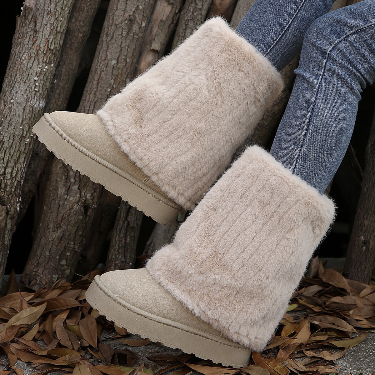 Transfronterizo 2025 nuevo engrosado de lana de invierno de moda caliente botas cortas botas de nieve de mujer comercio exterior
