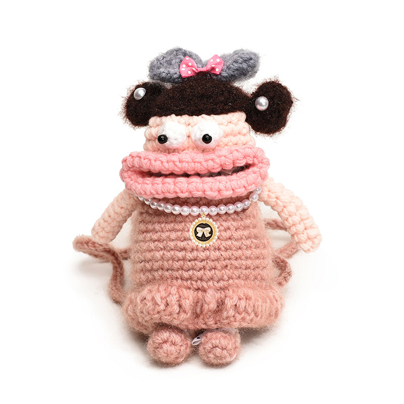 Extraña bolsa de hombro para niños caricatura adorable muñeca boca de salchicha accesorios bolsas nuevas bolsas de gancho de lana