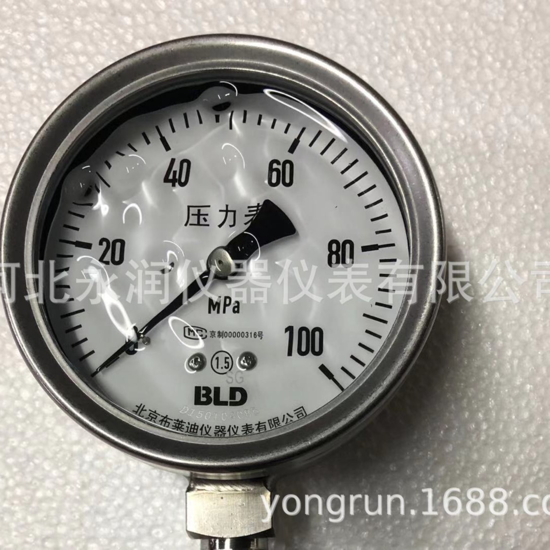 北京布莱迪 BLD全不锈钢压力表  耐震压力表 YTHN-100.AO/Y-100BF