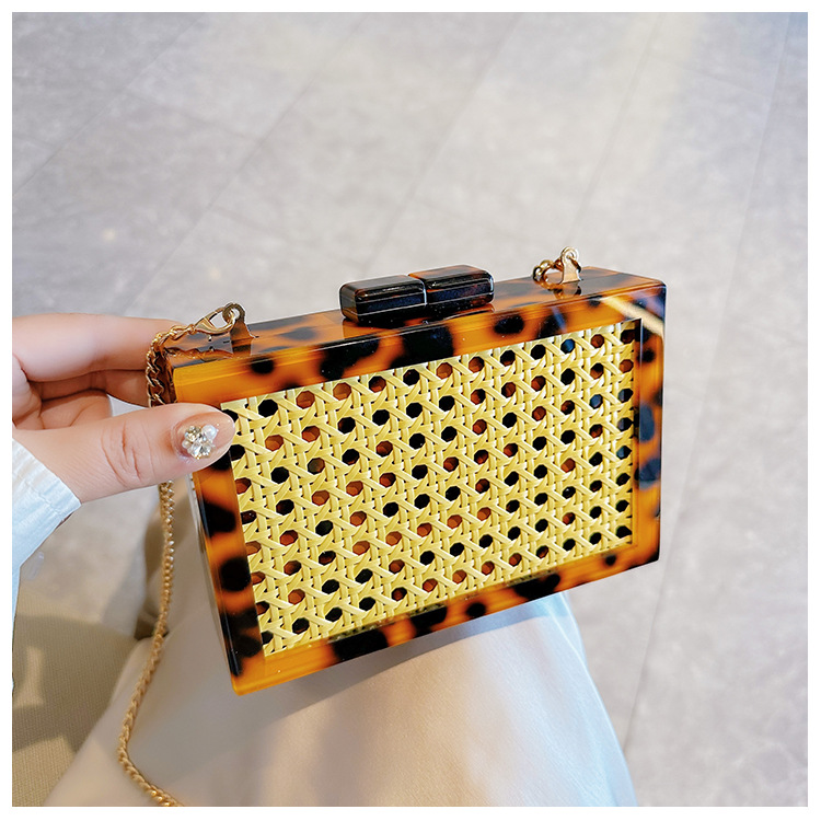 New fashionable green wicker acrylic bag for cross-border foreign trade women, evening bag, single-shoulder crossbody banquet clutch undefined