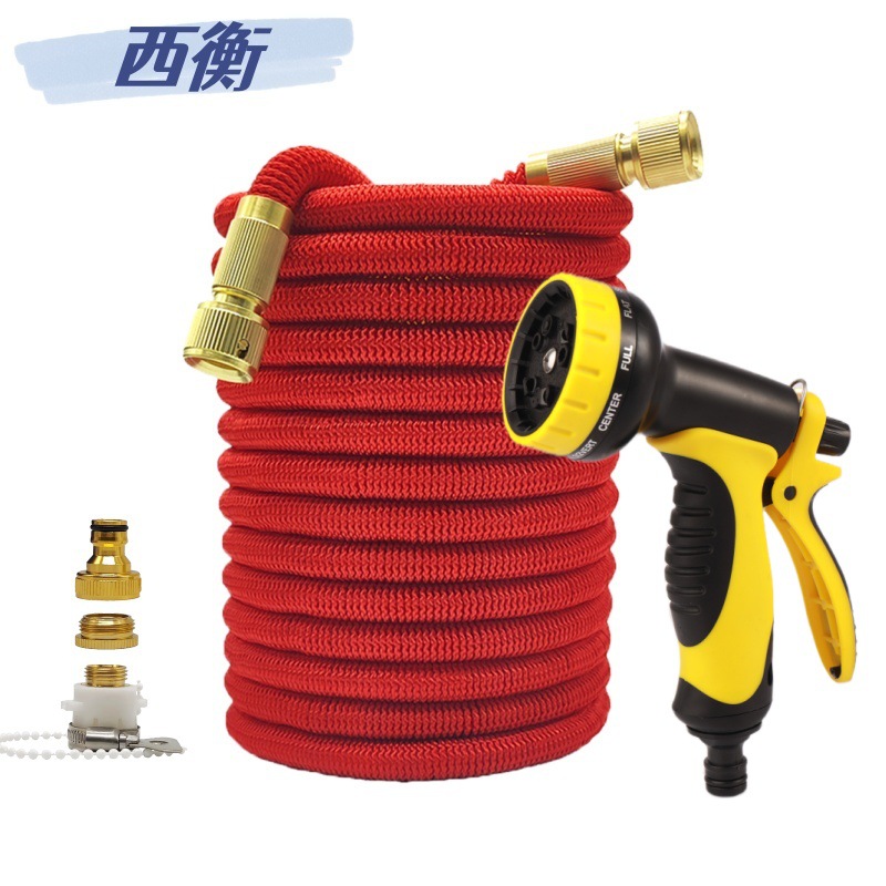 Retractable Water Pipe High Pressure Car Washing Special Household Washing Tap Flower Watering Anti-freeze Sun Protection Magic Hose Red