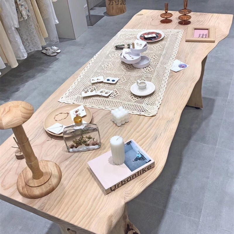 Solid Wood Board Pine Whole Board Natural Edge Slab Bar Counter Large Slab Tea Table Conference Table Panel Wholesale