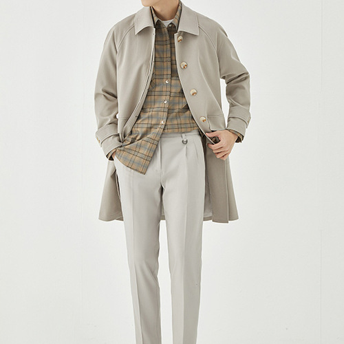 Men's Long Length Loose Han Style Parka Jacket with Collar, 2024 New Autumn/Winter Casual Style, Rugged and Simple Top