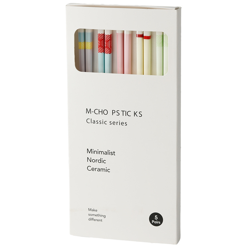 Palillos de cerámica macaron contraste color diseño chica corazón color ins hogar cerámica cuchara traje 5 pares caja regalo