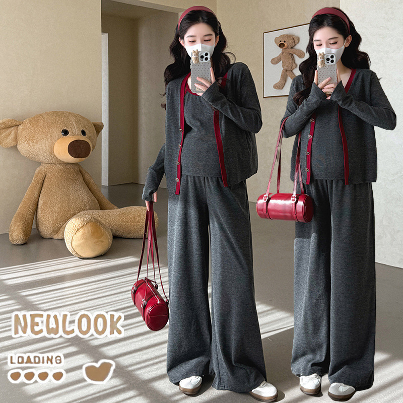 现货2025新品时尚韩版秋冬孕妇套装慵懒风拼色孕妇三件套孕妇套装|undefined