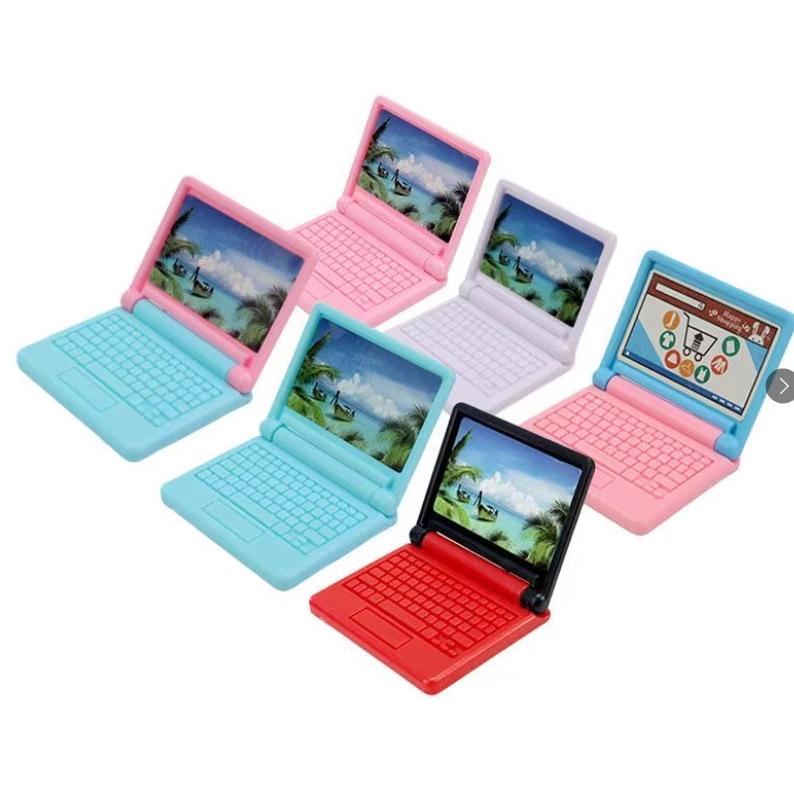 Doll House Accessories Home Scene Decoration Props Miniature Cartoon Artificial Mini Handheld Computer Model Toys