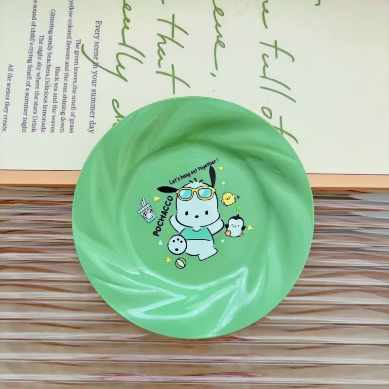 史迪仔猫咪家用餐桌吐骨碟点心盘库洛米塑料零食收纳盘甜品小吃盘|undefined